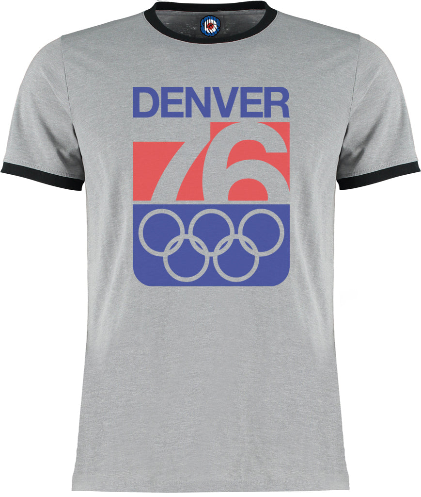 Denver 1976 Olympics Retro Vintage Ringer T-Shirt Large / Grey