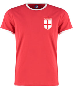 England Saint George Flag Euros 2024 Germany Football Quality Red Ringer T-Shirt