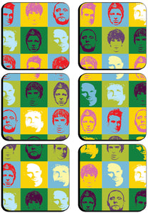 6 x Warhol Manchester Legends Pop Art Square Cup Coasters