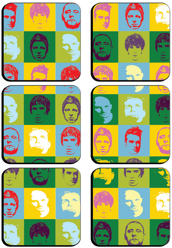 6 x Warhol Manchester Legends Pop Art Square Cup Coasters