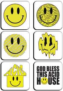 6 x Acid House Square Cup Coasters