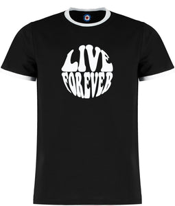 Live Forever Oasis Brit Pop Quality Ringer T-Shirt - 5 Colours