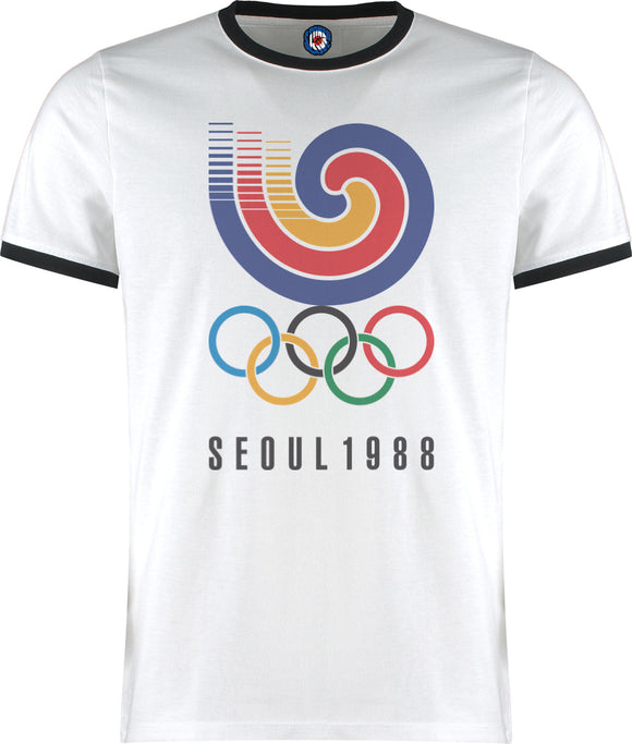 Seoul 1988 Olympics Retro Vintage Ringer T-Shirt
