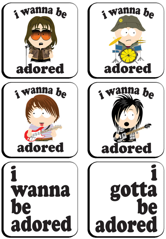 6 x I Wanna Be Adored Stone Roses South Park Style Square Cup Coasters