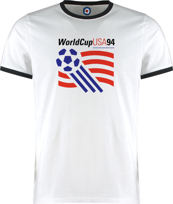 World Cup USA 94 1994 Football Soccer Retro Vintage Ringer T-Shirt